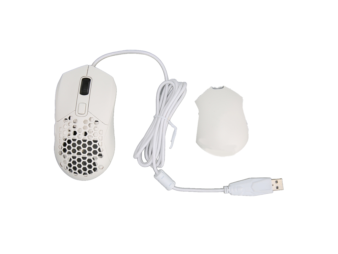 Mouse Gamer Honeycomb Com Fio Rgb 7200 Dpi Leve Ergonômico 6 Botões Programáveis Branco Para Pc