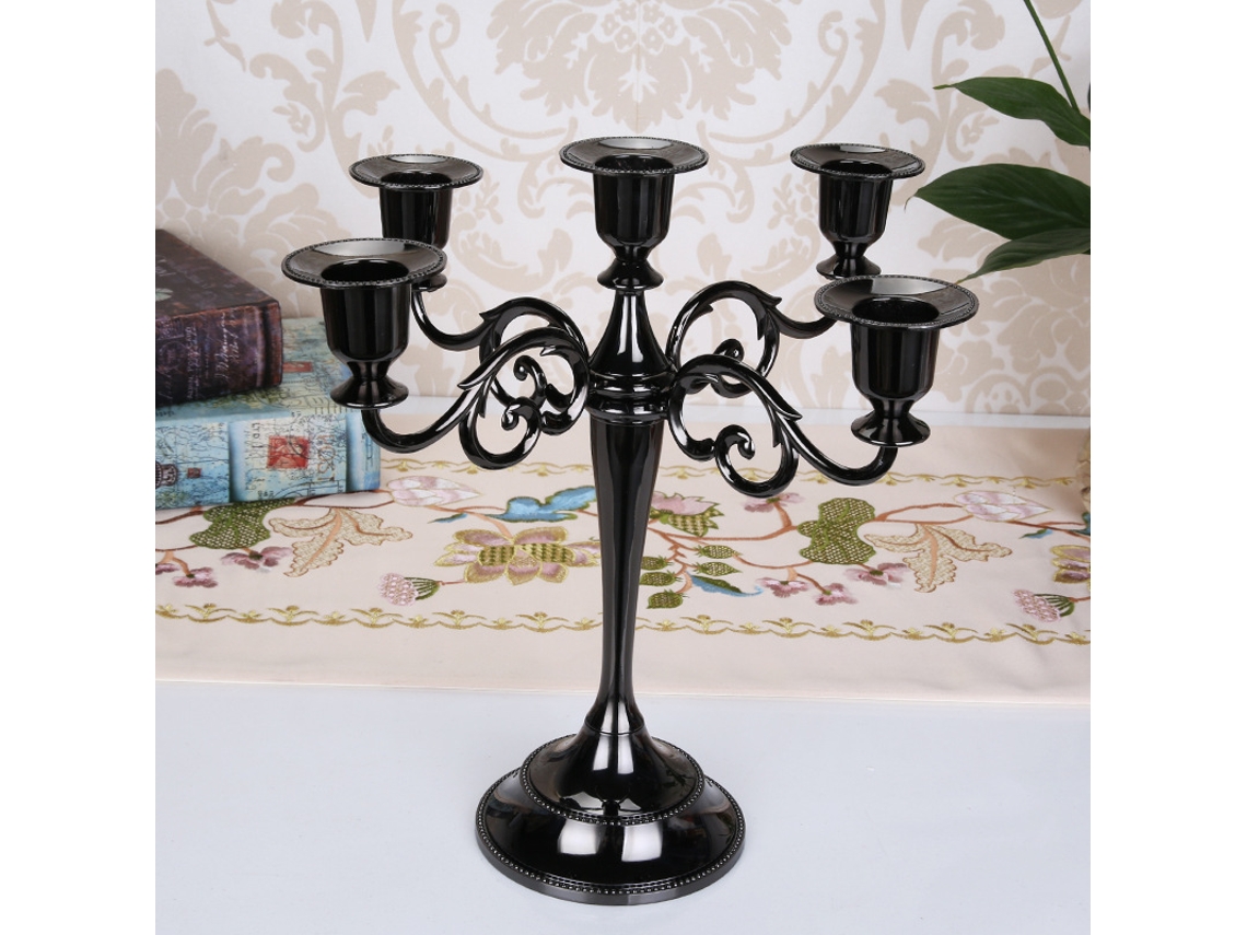 Candelabro De Estilo Europeo (de Cinco Cabezas Negras) Para Cenas A La Luz De Las Velas, Restaurantes, Hoteles Y Decoración Del Hogar.