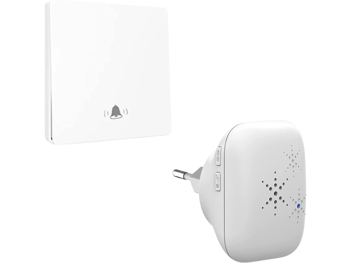 Kit de timbre exterior inalámbrico y sin pilas, resistente al agua IP65, a la nieve y la lluvia (blanco)