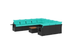 Maison Exclusive - Conjunto De Sofá De Jardín De 12 Piezas Con Cojines, De Poliratán Negro