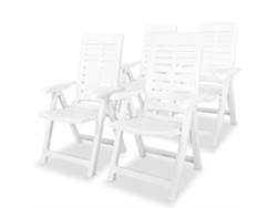 Juego de 4 Tumbonas Sillas de jardín reclinables Muebles para patio plástico blanco
