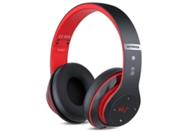 Auriculares estéreo Bluetooth Hi-Fi supraaurales JIAPEI con micrófono, control de volumen y radio FM (rojo)