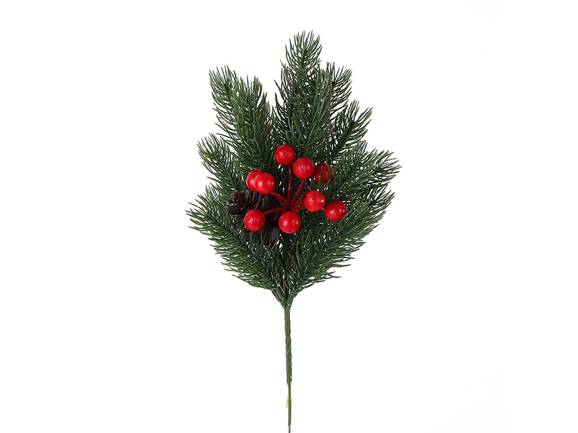 MEOIRUERY Ramas de pino artificiales con frutos rojos, ramas de piñas artificiales, ramas perennes para decoración de coronas y guirnaldas navideñas, seleccione