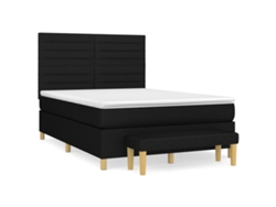 Maison Exclusive - Cama Box Spring Con Colchón Tela Negro 140x190 Cm