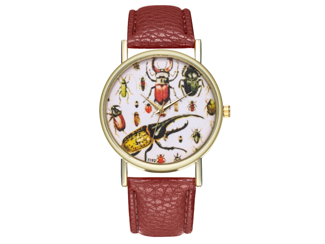 Reloj Analógico De Cuarzo Unisex Con Correa De Cuero Pu (café)