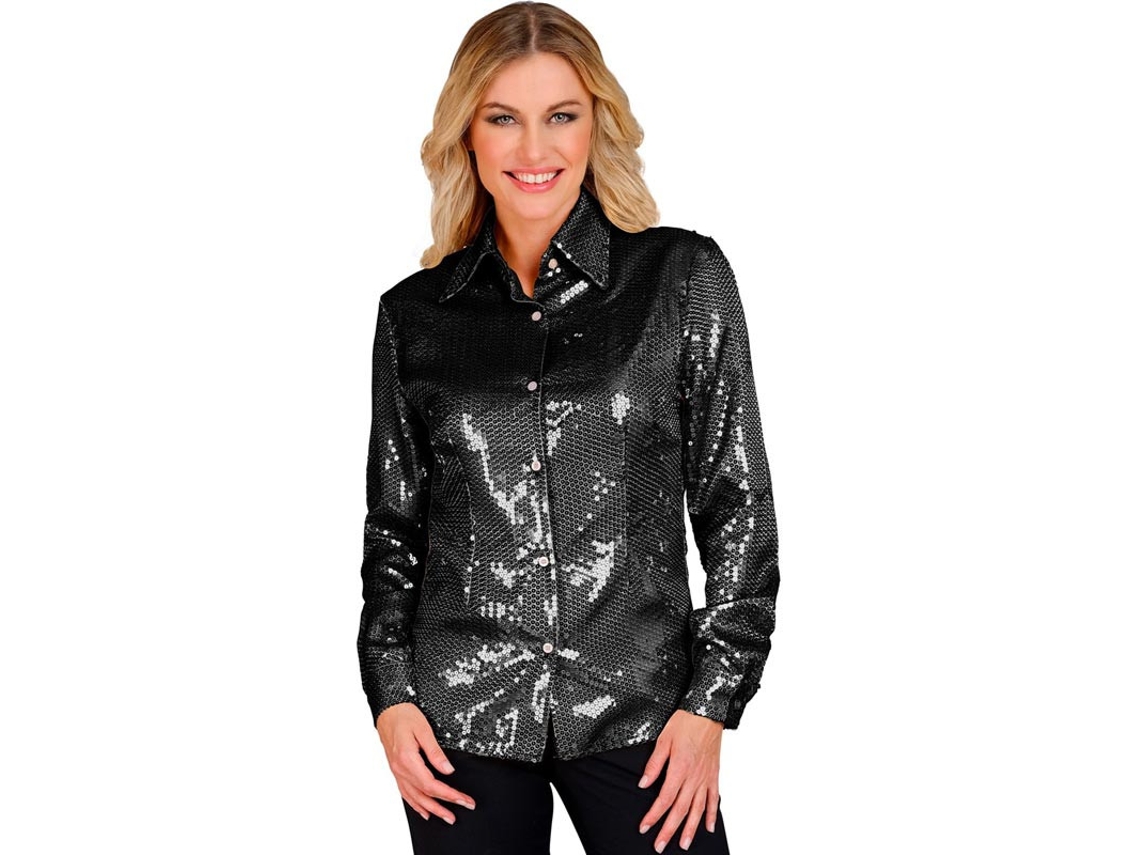 Disfraz o Camisa Moda negro con lentejuelas para mujer