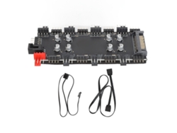 Hub Argb Y Pwm De 4 Pines 12v, Hub Pwm De Ventilador De Pc De 8 Canales Con Fuente De Alimentación Sata