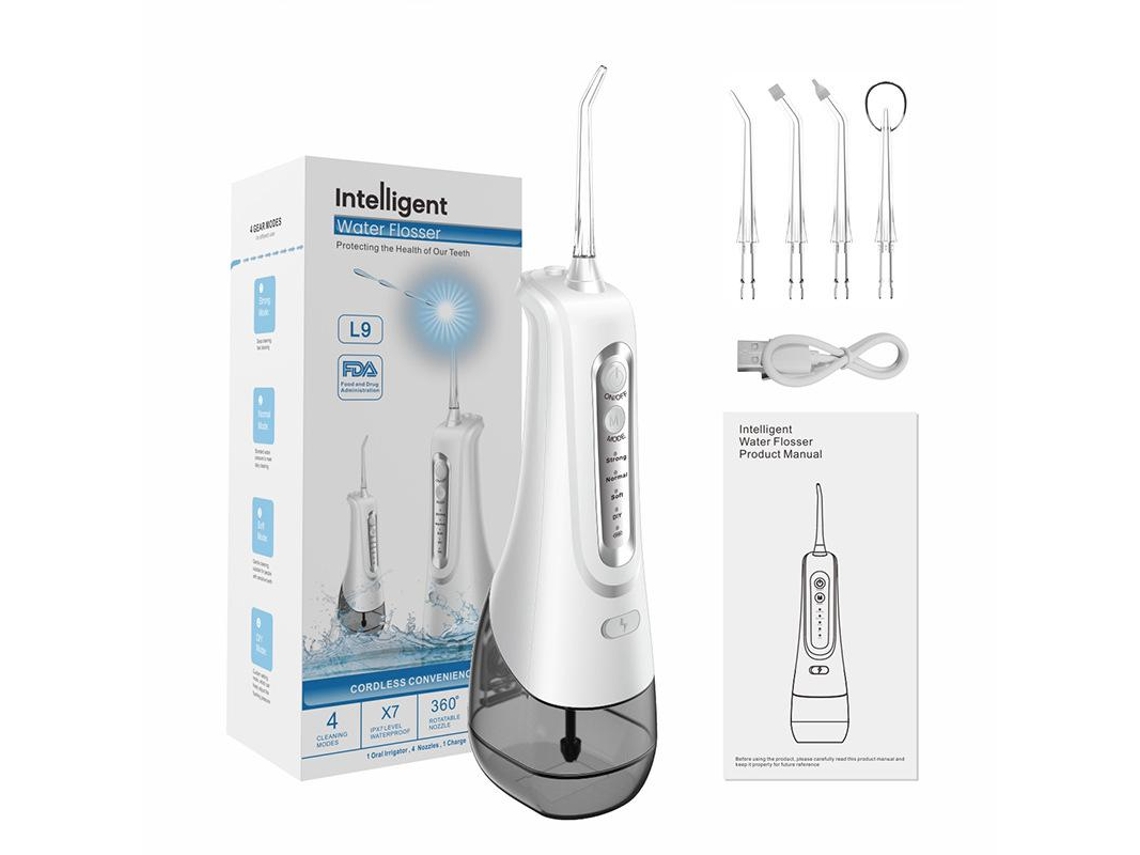 Irrigador Oral Elétrico Fio Dental Portátil Dispositivo de Clareamento para Cuidados Orais Branco GERTIZ