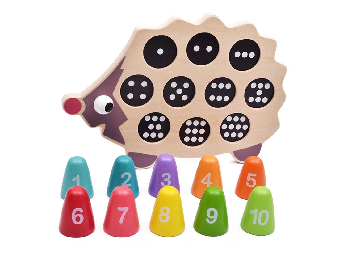 Ats-juguete De Ladrillos De Madera Con Números Y Erizo Para Niños: Juguete Educatsivo Temprano Y Inteligente De Aprendizaje