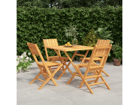 Conjunto 5 de comedor para jardín VIDAXL madera maciza de teca