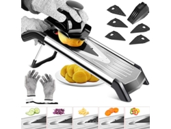 Picadora de verduras multifuncional, mandolina de acero inoxidable con guantes resistentes a los cortes y cepillo. DIGITALLAB