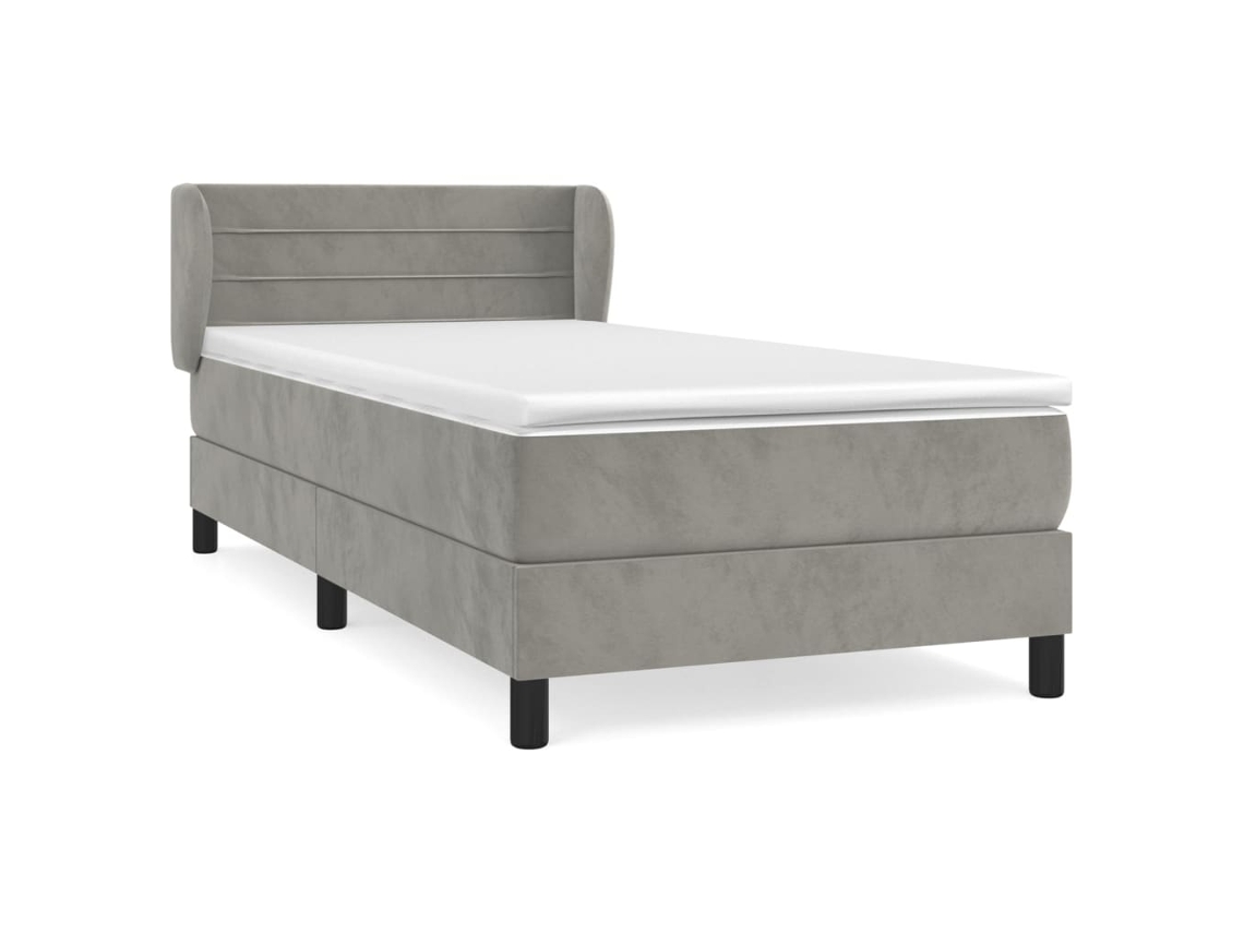 Maison Exclusive - Cama Box Spring Con Colchón Terciopelo Gris Claro 80x200 Cm