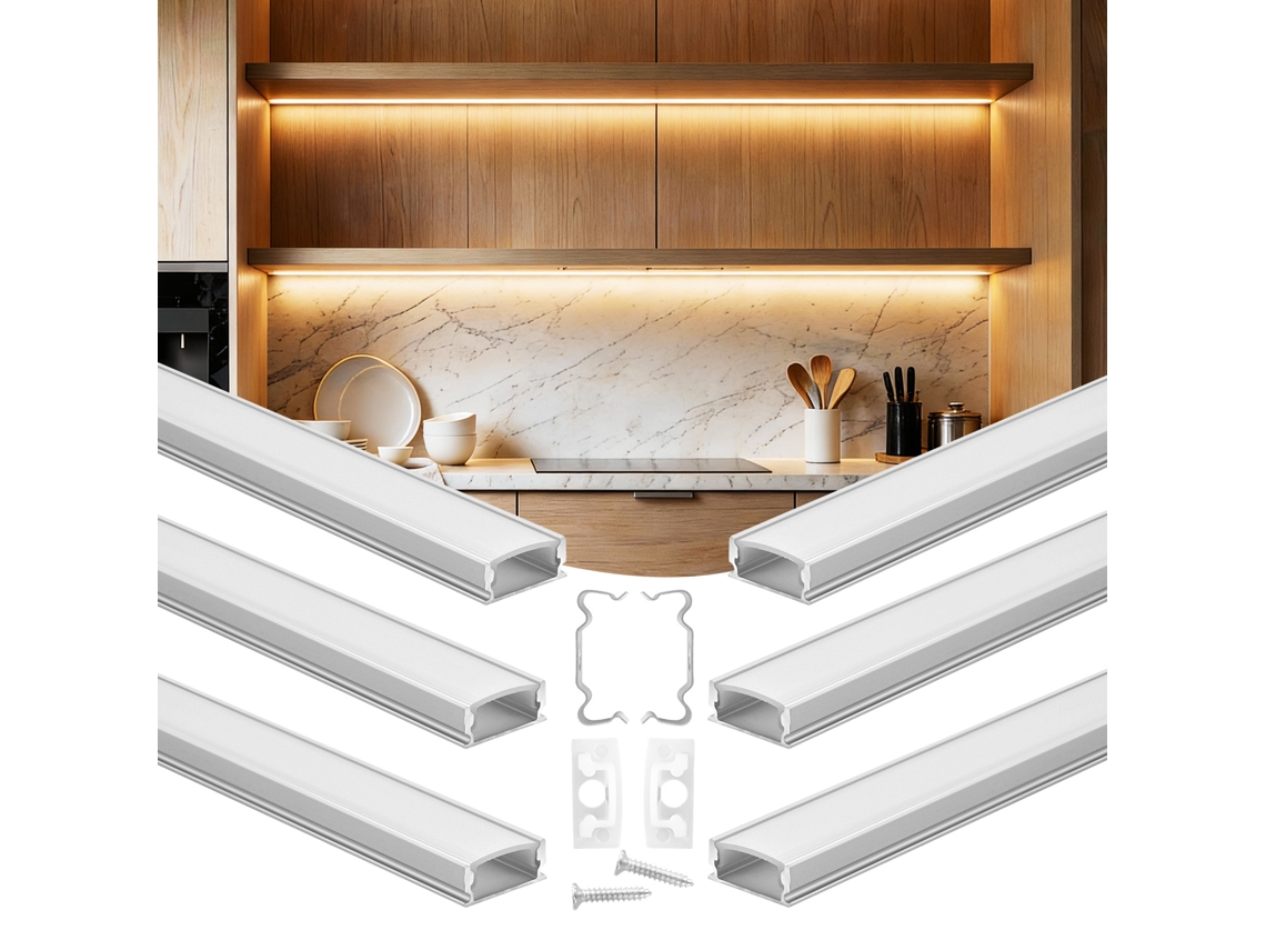 Canal LED de aluminio VEVOR, 20 unidades, forma de U, 2 m, cubierta mate para tira LED