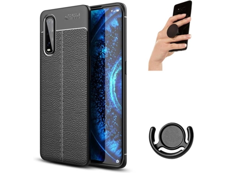 Carcasa, Soporte y Popsocket Oppo find X2 Rugged Leather Negro