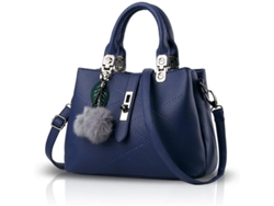 Bolsos De Mano Y Bolsos Tote De Diseño Para Mujer Con Asa Superior Y Pompón Azul.