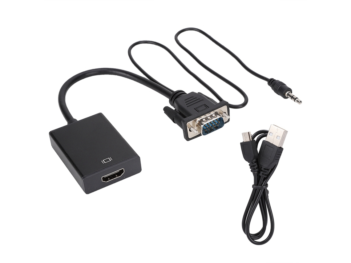 Conversor De Vga Para Hdmi Com Áudio Cabo 1080p Plug And Play Para Projetor Pc Hdtv