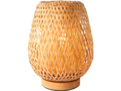 Lámpara de mesa decorativa con diseño zen japonés, lámpara de acento boho chic hecha a mano en bambú y ratán con base de madera, diseño intrincado.