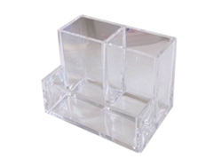 Organizador de lápices transparente de acrílico con 3 compartimentos, soporte para bolígrafos transparente y grueso para escritorio de encimera.