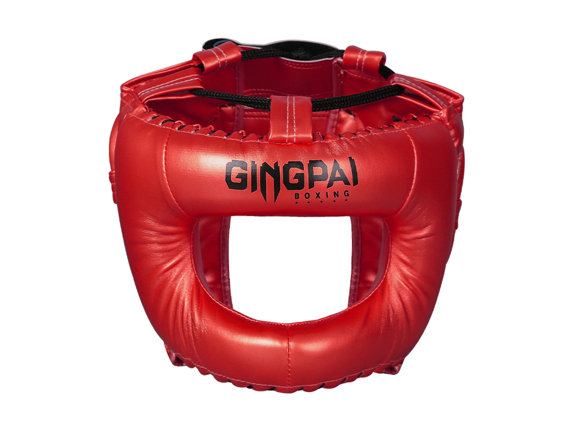 Casco rojo para boxeo Sanda y MMA que ofrece protección total para la nariz sin necesidad de gafas.