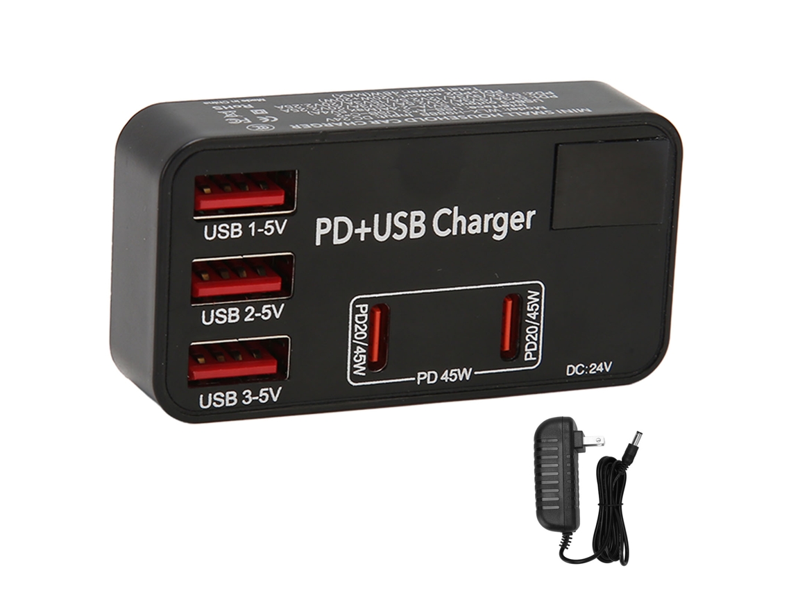 Concentrador De Carga Usb De 5 Puertos Carga Rápida Mini Pd Estación De Energía De Múltiples Puertos Plug De Ee.uu.