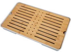 Bandeja Decorativa De Té De Doble Capa De 32x19 Cm En Madera Natural, Bandeja De Servicio Con Depósito De Agua.