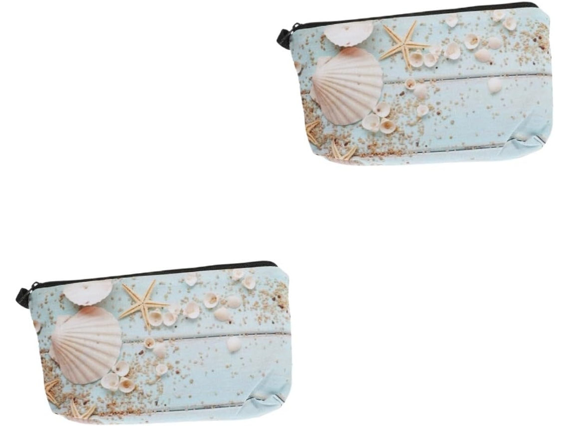 Neceser De Maquillaje De 2 Piezas Resistente Al Agua Con Estampado Marino Y Estuche De Viaje.