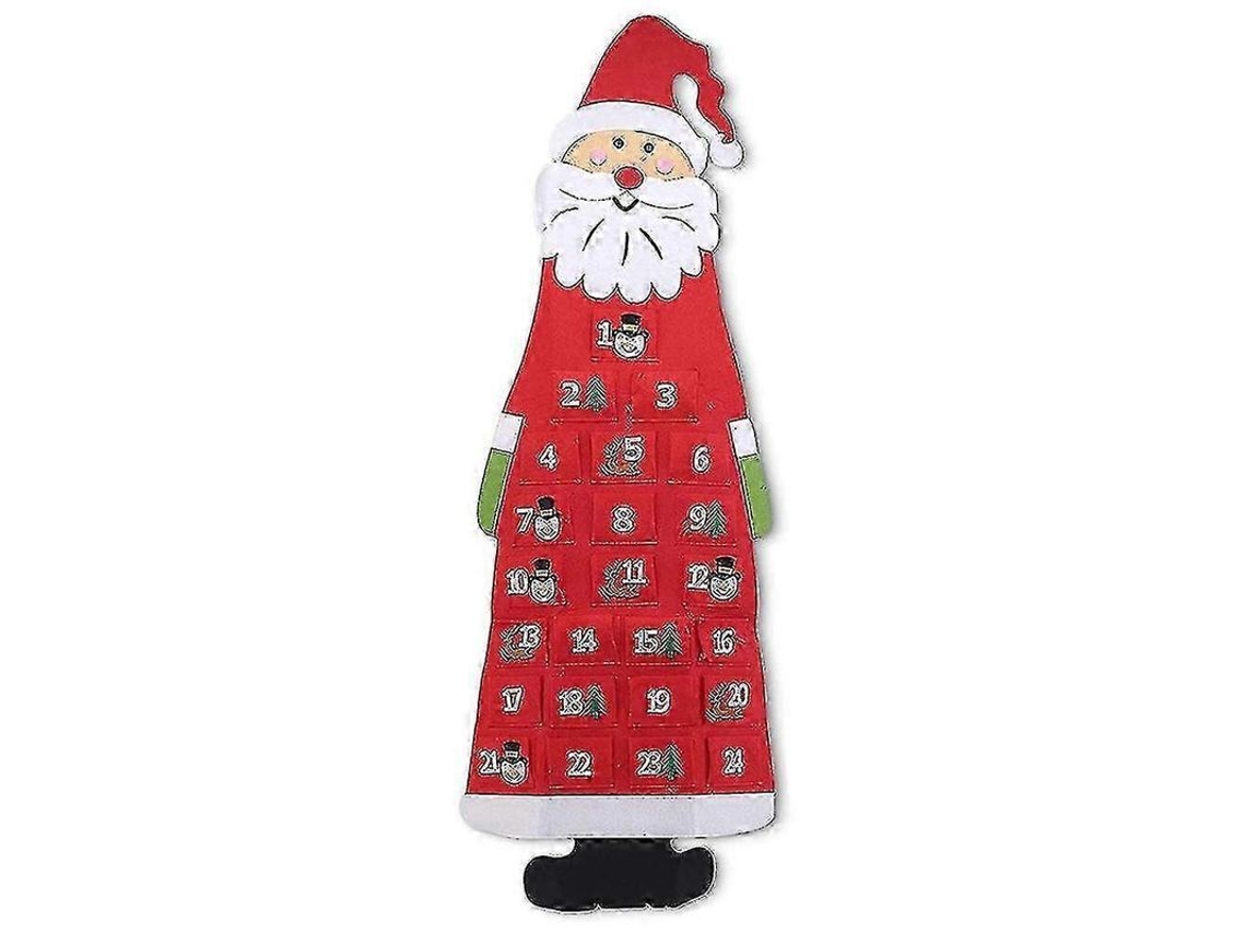 Calendario De Adviento De Fieltro Navideño, Papá Noel Con 24 Bolsillos, Decoración Y Regalo, Rojo.