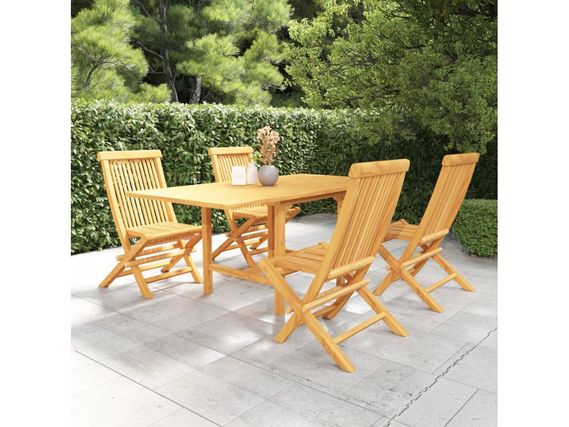 Juego de comedor de jardín de 2 piezas de madera maciza de teca Dkd Home Decor