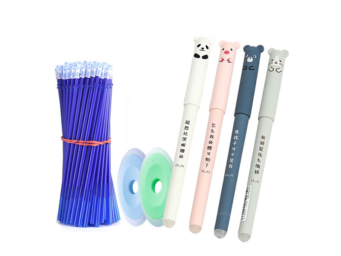 Conjunto Plumas Gel Borrador Azul Tinta Neutra 0.5mm Estojo Com Recargas Lápis Borradores