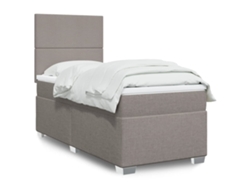 Cama Box Spring Con Colchón Tela Gris Taupe 90x190 Cm