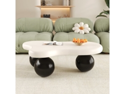 Mesa De Centro Nube - Diseño De Nubes Con Iluminación Led, Patas Redondas, Estilo Moderno - Negro+blanco