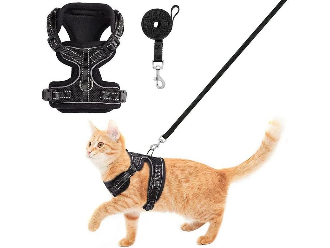 Arnés ajustable de malla suave para gatos, cachorros y conejos (modelo 2026) con correa reflectante.