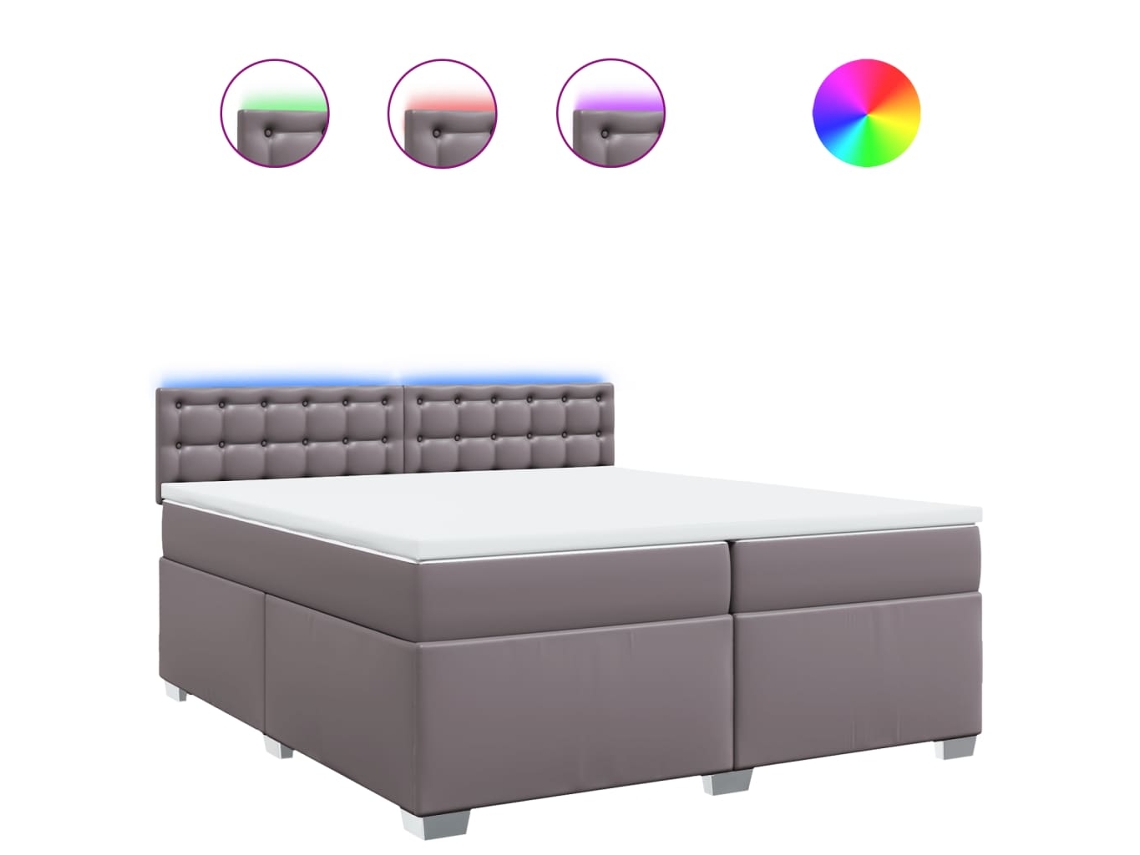 Maison Exclusive - Cama Box Spring Con Colchón Cuero Sintético Gris 200x200 Cm