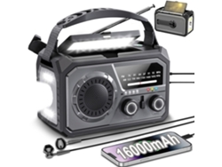 Radio meteorológica solar de emergencia con manivela AM/FM/WB de 16000 mAh, linterna LED Chrui (gris)