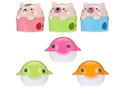 Sacapuntas De 4,5 X 4,5 Cm, 6 Unidades Con 2 Orificios Manuales, De Plástico Con Forma De Animal Para Niños.