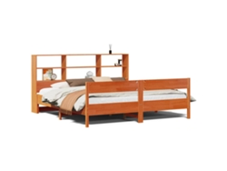 Maison Exclusive - Cama Con Estantería Sin Colchón Madera Maciza Marrón 200x200 Cm