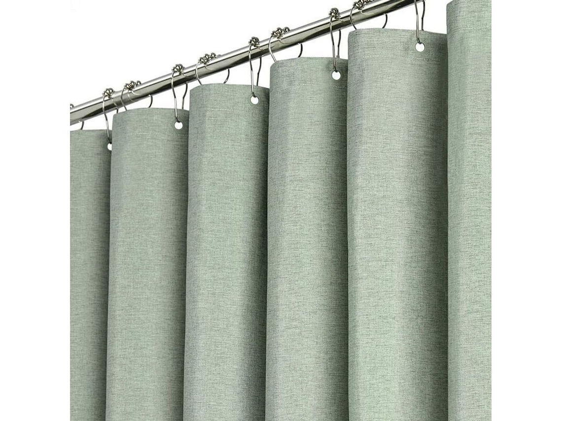 Cortina de ducha extra larga de 180 x 210 cm, color verde salvia, resistente, juego Yde Jortmrd