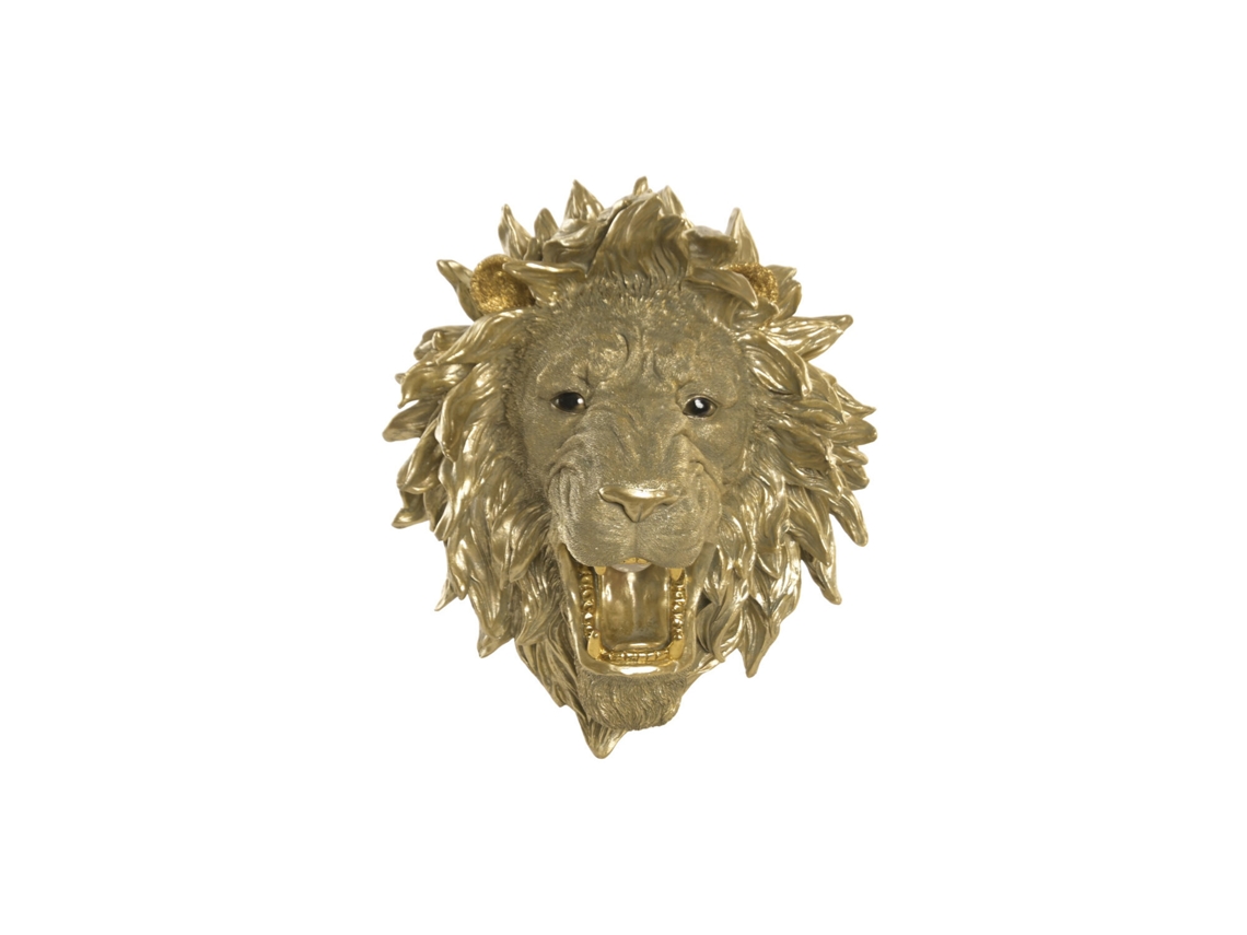 Lampara Aplique Resina Leon Dorado 38,5x28x44,5cm