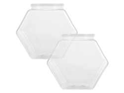 2 Contenedores de Plástico para Docenas, Contenedores para Galletas, Botellas Hexagonales Transparentes para Dulces y Snacks Chaberlu