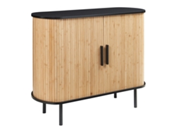 Mueble auxiliar Tvedestrand con 2 puertas correderas, 100 x 40 x 80 cm, negro/bambú, [EN.CASA]