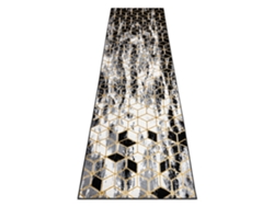 Alfombra, Alfombra de Pasillo Gloss Moderno 409A 82 Cubo Elegante, Glamour, Art Deco Negro/Gris/Oro (80 x 200 cm)