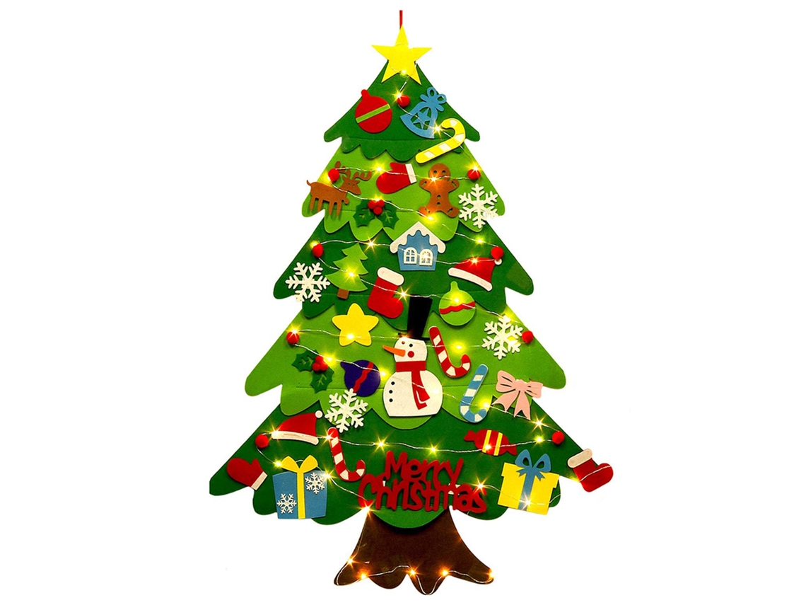 Árbol de Navidad de peluche con iluminación y luces LED de pared, de aproximadamente 1 metro de altura.