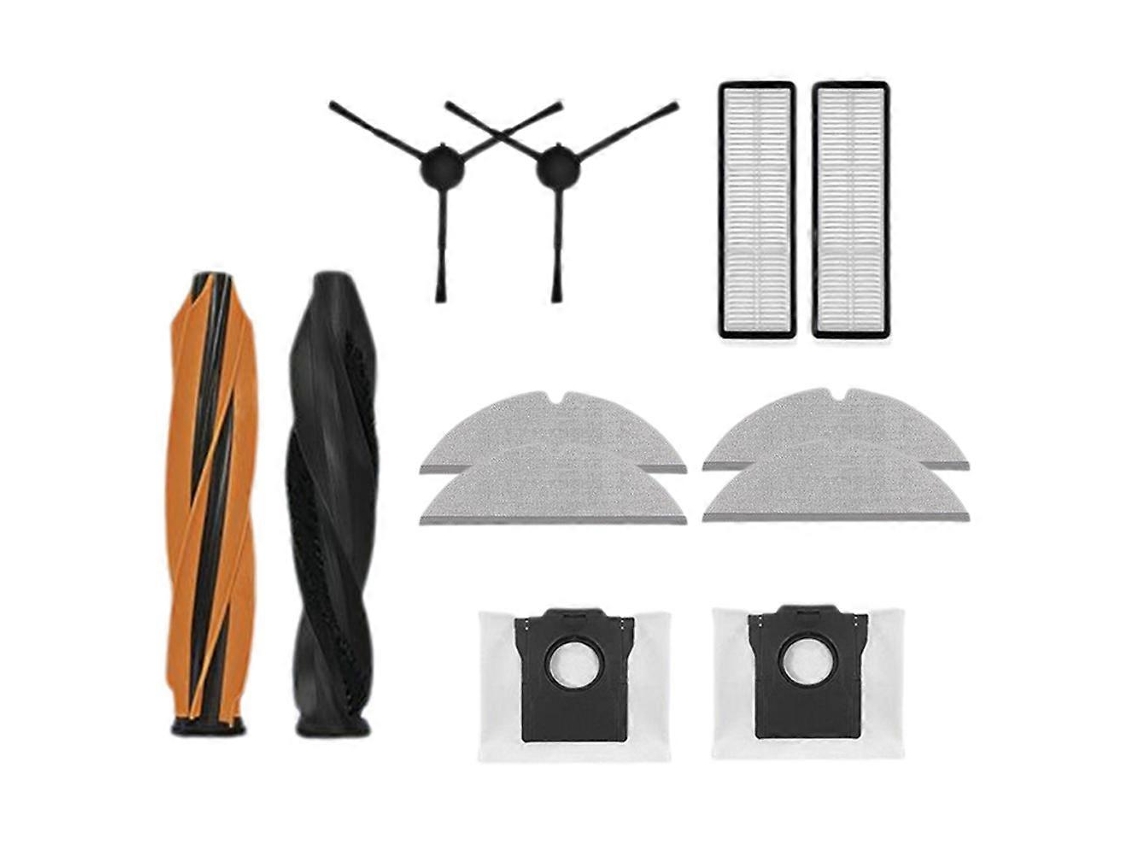 Kit de acessórios de reposição para aspirador robô D20 Pro/D20 Plus: peças principais, escovas laterais, filtro, esfregão e limpador de esfregão.