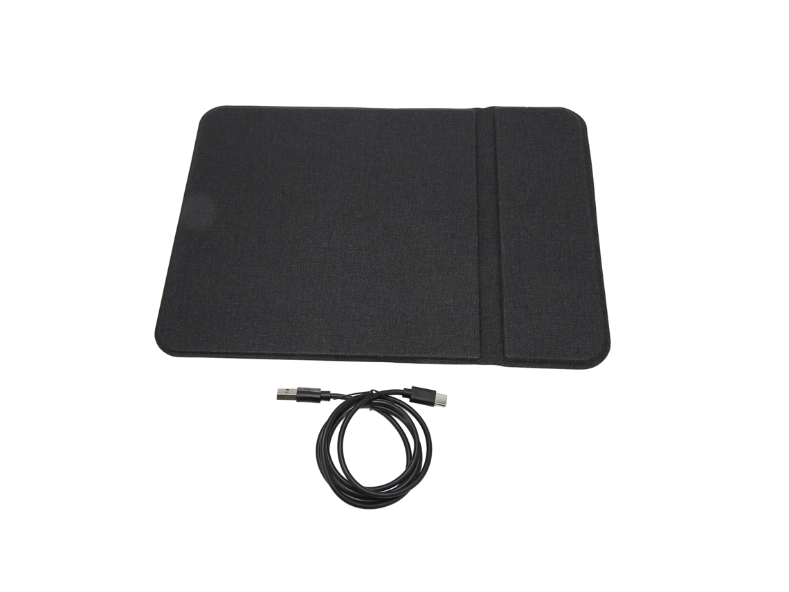 Alfombrilla De Ratón Antideslizante Con Carga Rápida Qi De 15 W Para Oficina Y Hogar - Negra