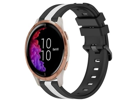 Correa para reloj Garmin Venu de silicona vertical bicolor de 20 mm, color negro y blanco VENISYMLIS