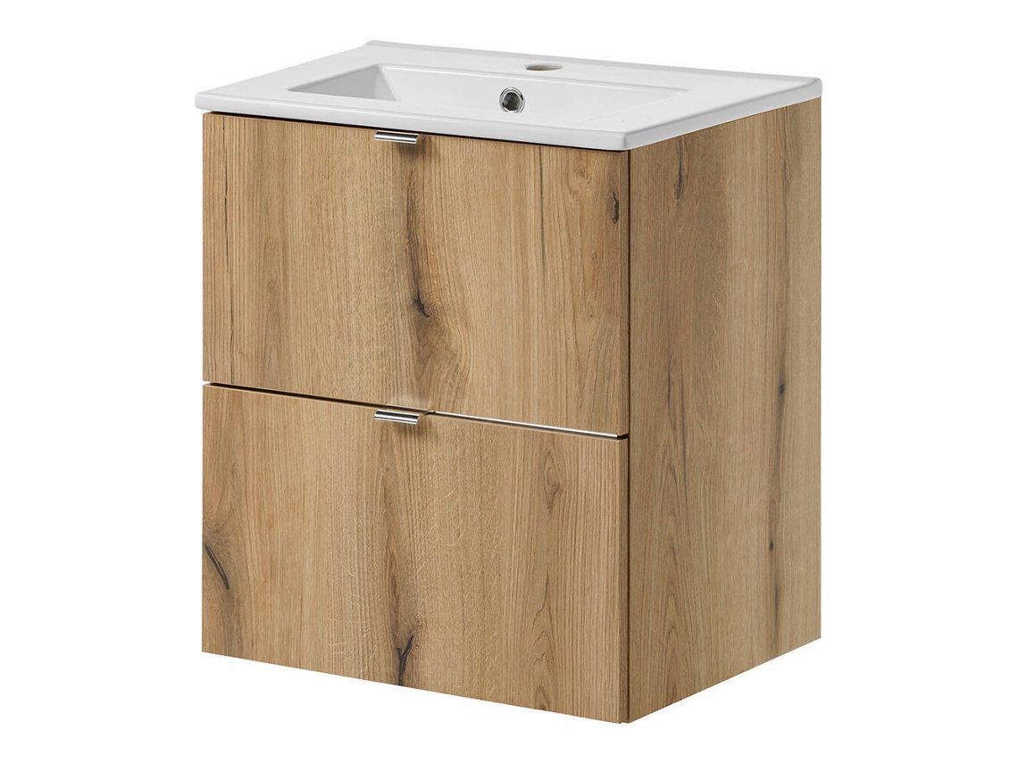 Mueble de baño con lavabo Newport 51x57x39 cm - Efecto roble [EN.CASA]