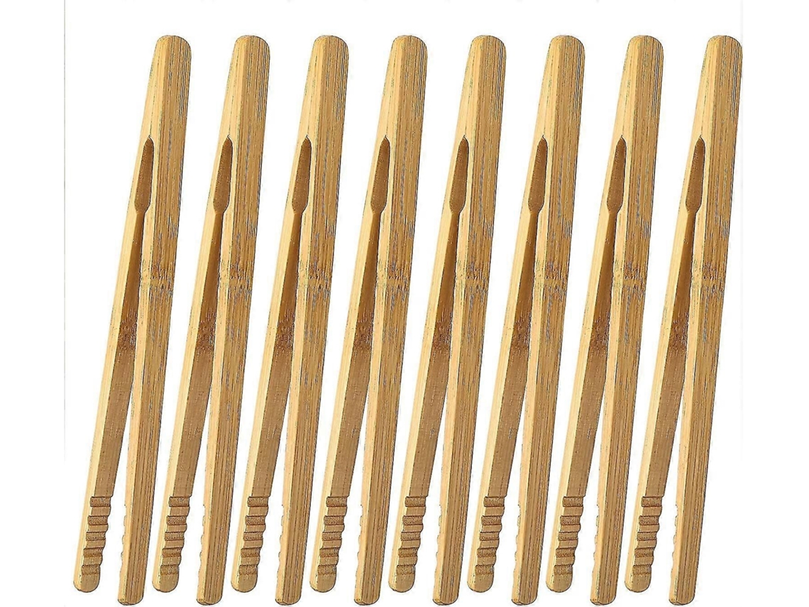 8 Pinzas De Bambú 18cm Para Cocina Barbacoa Tostadas Pan Pasteles Carne Verduras Frutas Antideslizantes