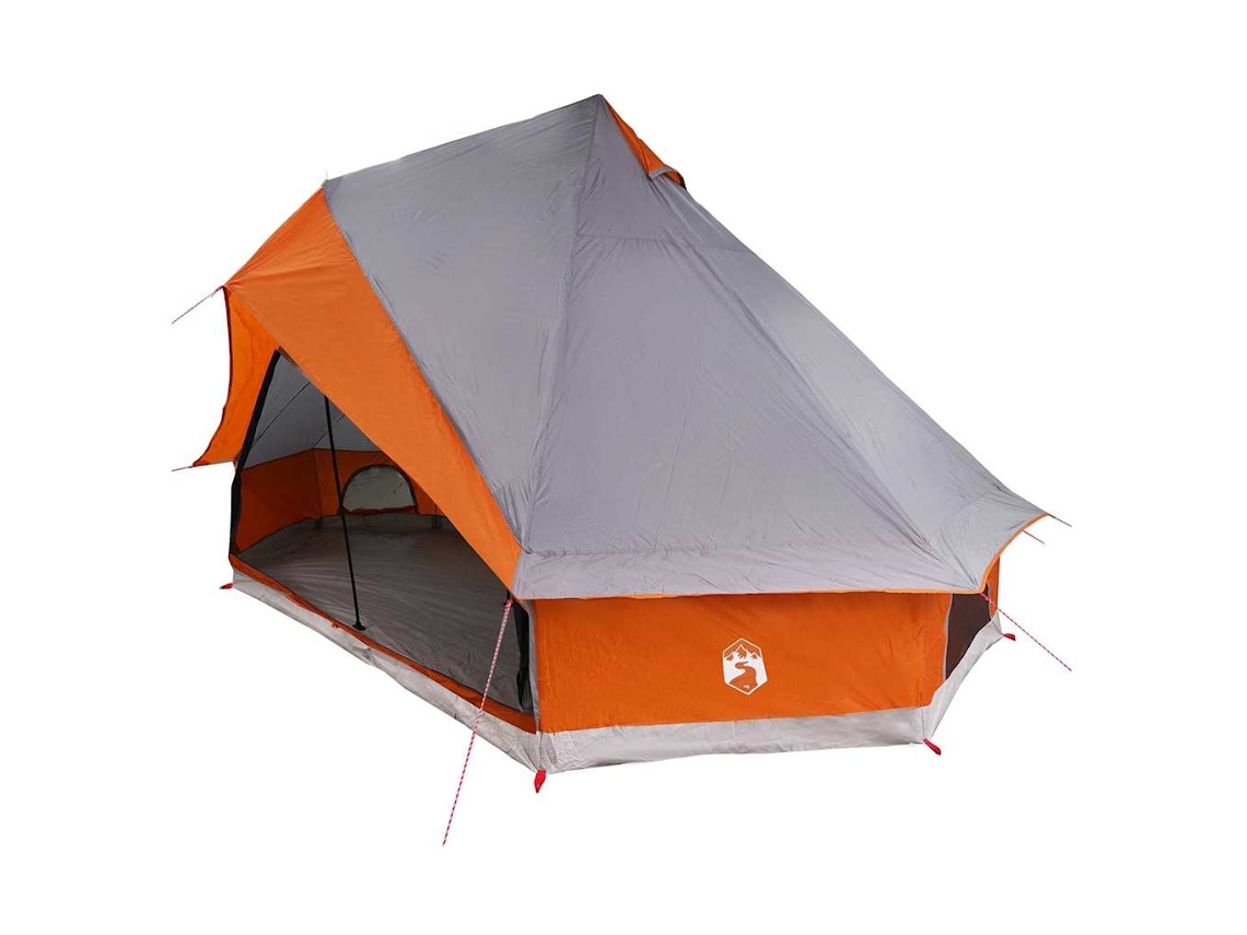 Tienda de campaña familiar tipo tipi, gris y naranja, 400 x 346 x 250 cm