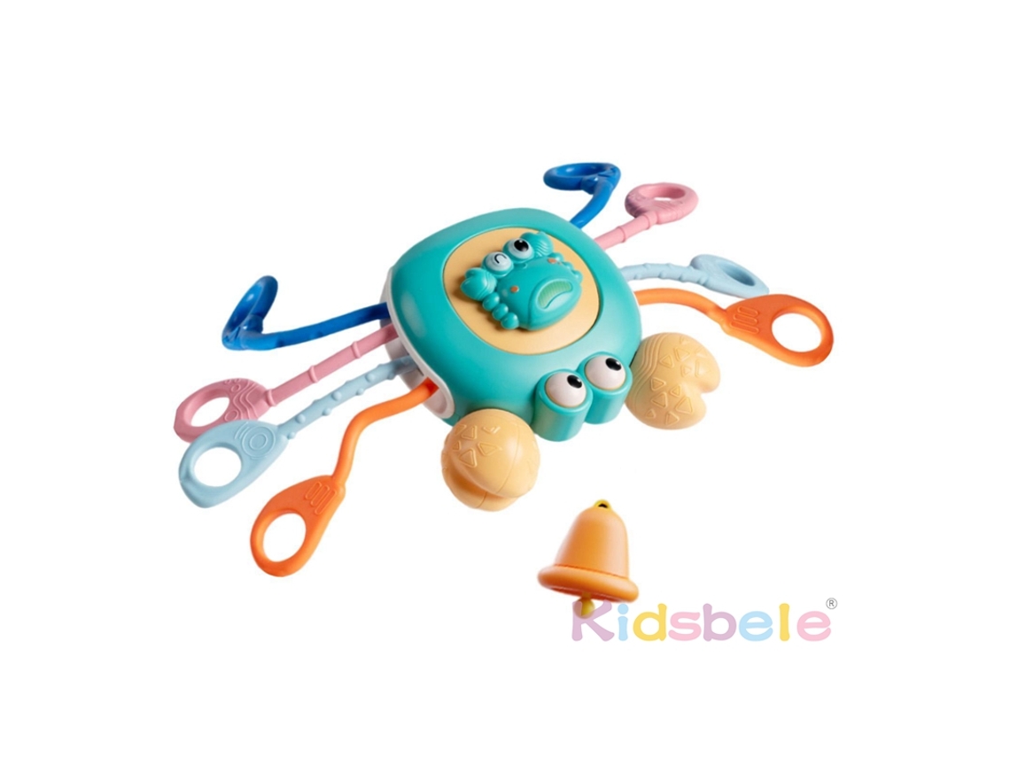 Unicornio balancín de silicona para niños pequeños con cuerda. Mdug (azul)
