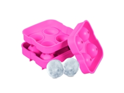 Relaxdays Pack 2 Cubiteras, Moldes Cubos De Hielo Redondos, 4 Cubitos De 4,5 Cm, Reutilizables, Bandejas Silicona, Rosa